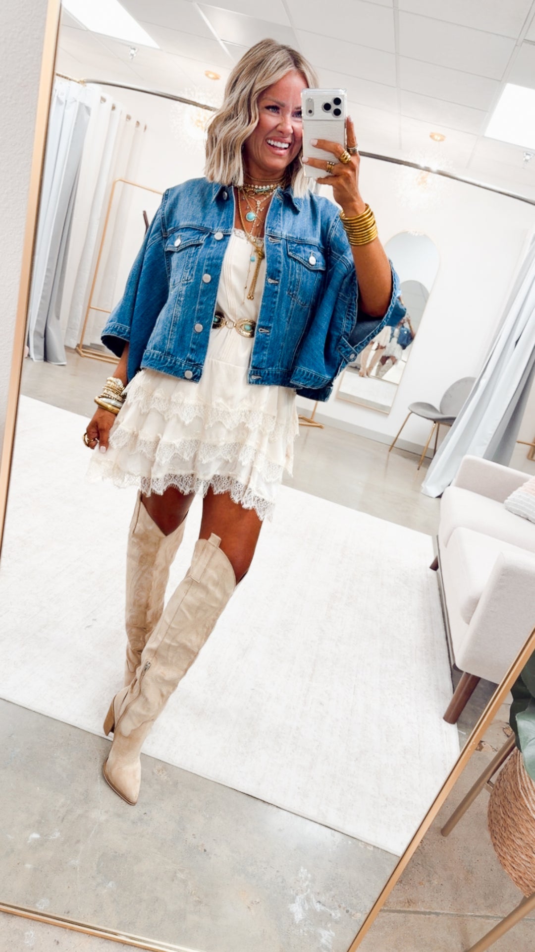 The Denim Drift Poncho Jacket-Medium