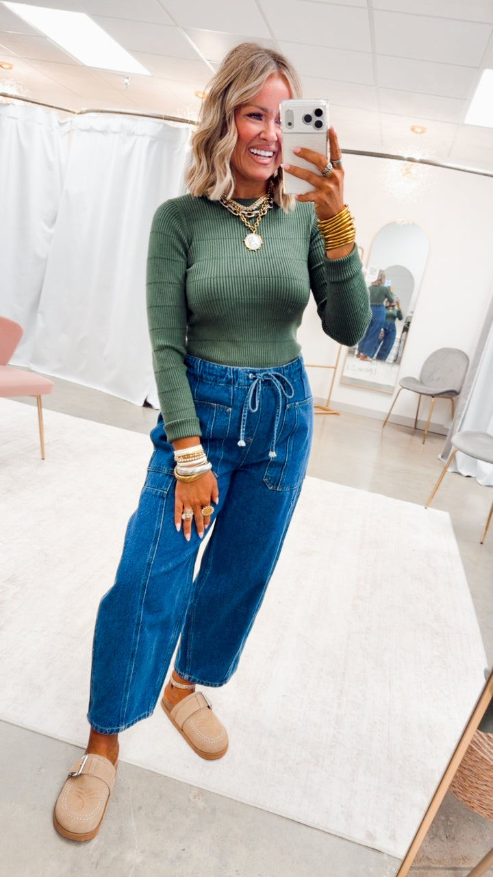 The Pretty Lines Sweater-Moss