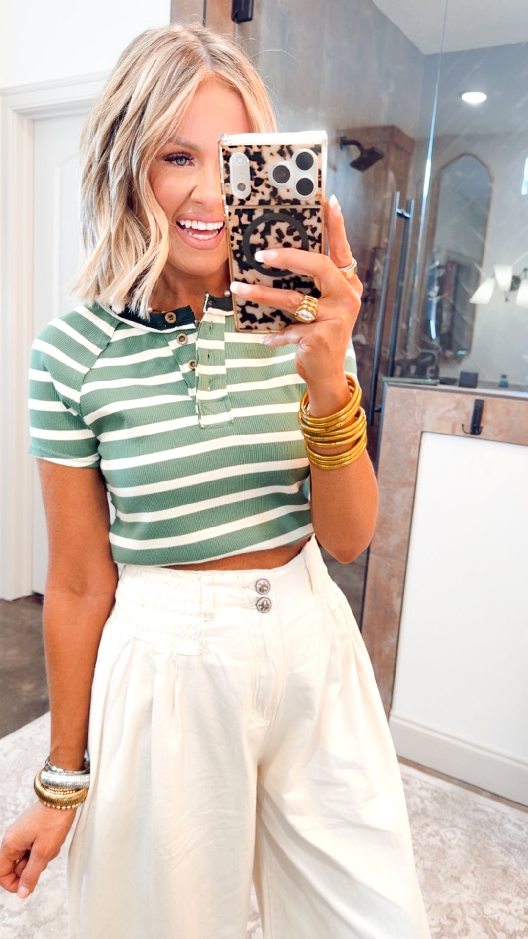 Sage Stripe Top