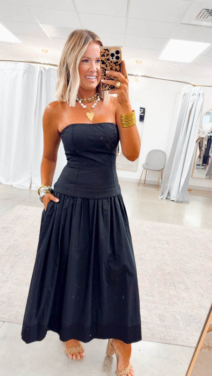 Bellamy Strapless Dress-Black