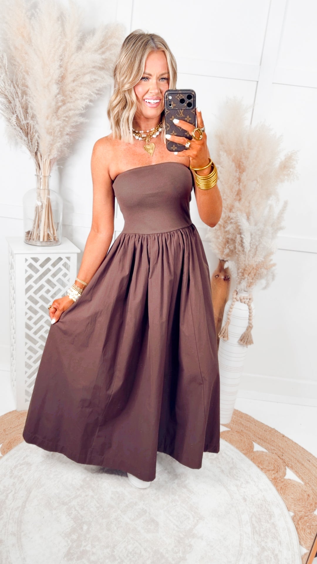 The Tidal Breeze Midi Dress-Chocolate Small