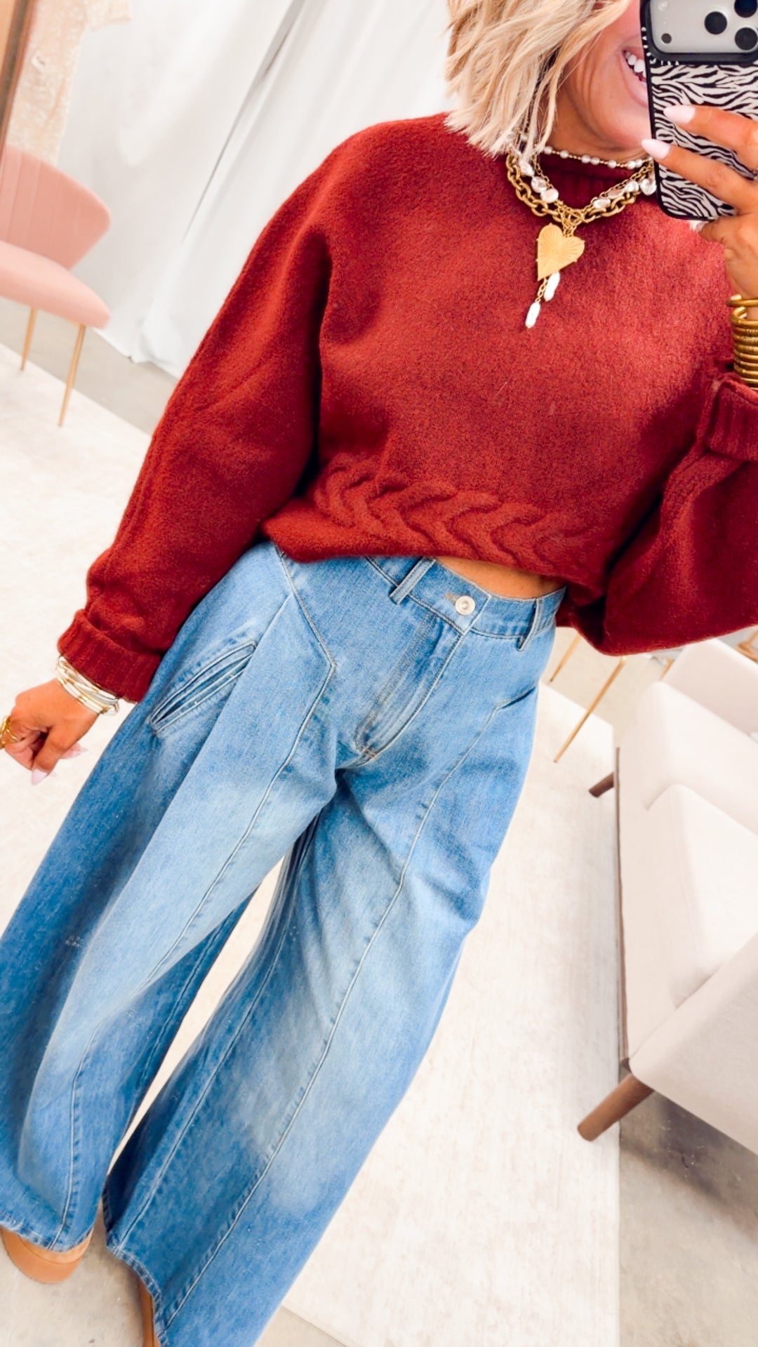 The Beckham Pleated Wide Leg Jean-Light Denim