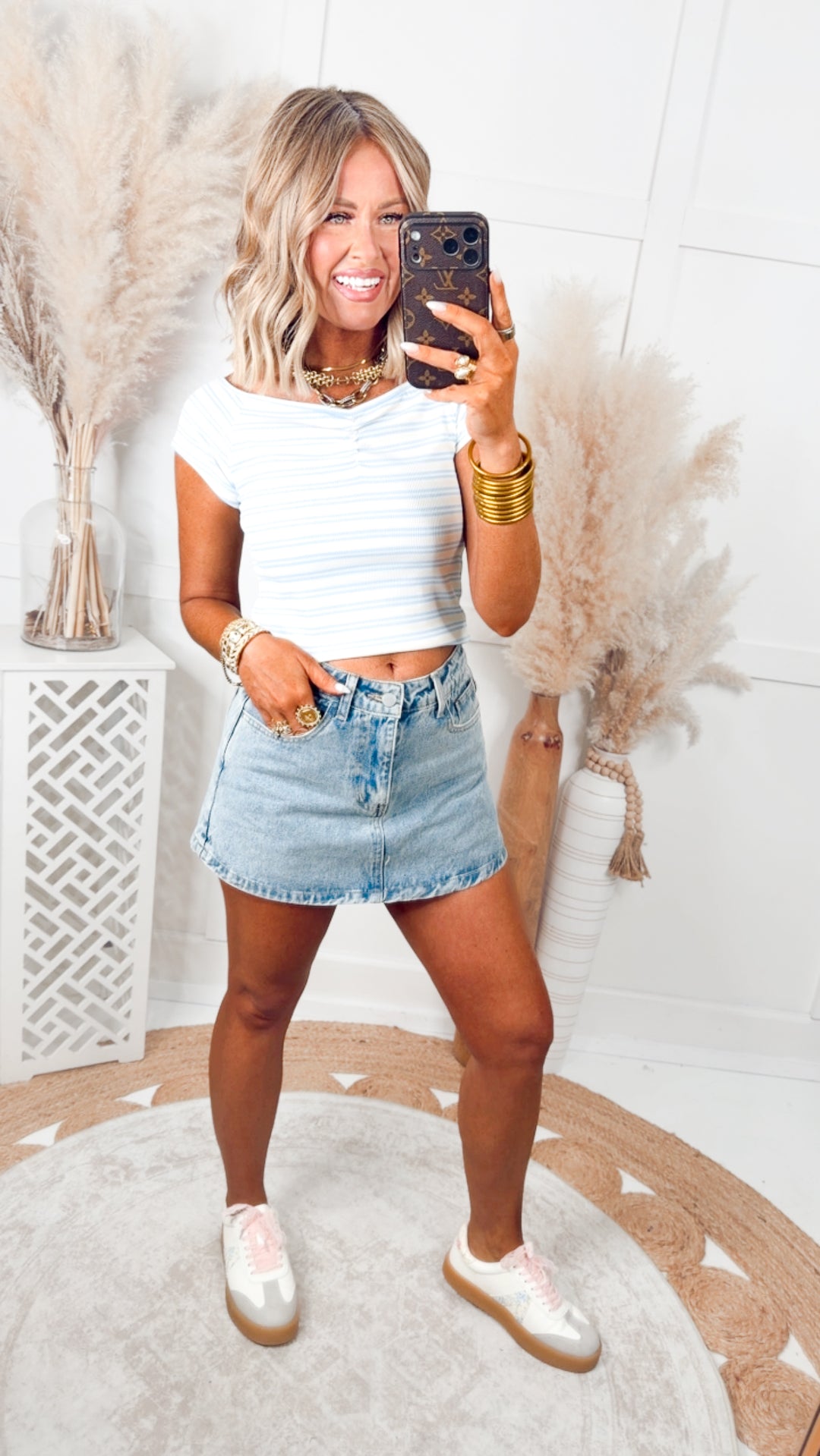 The Lila Ruched Top-Sky/Cream