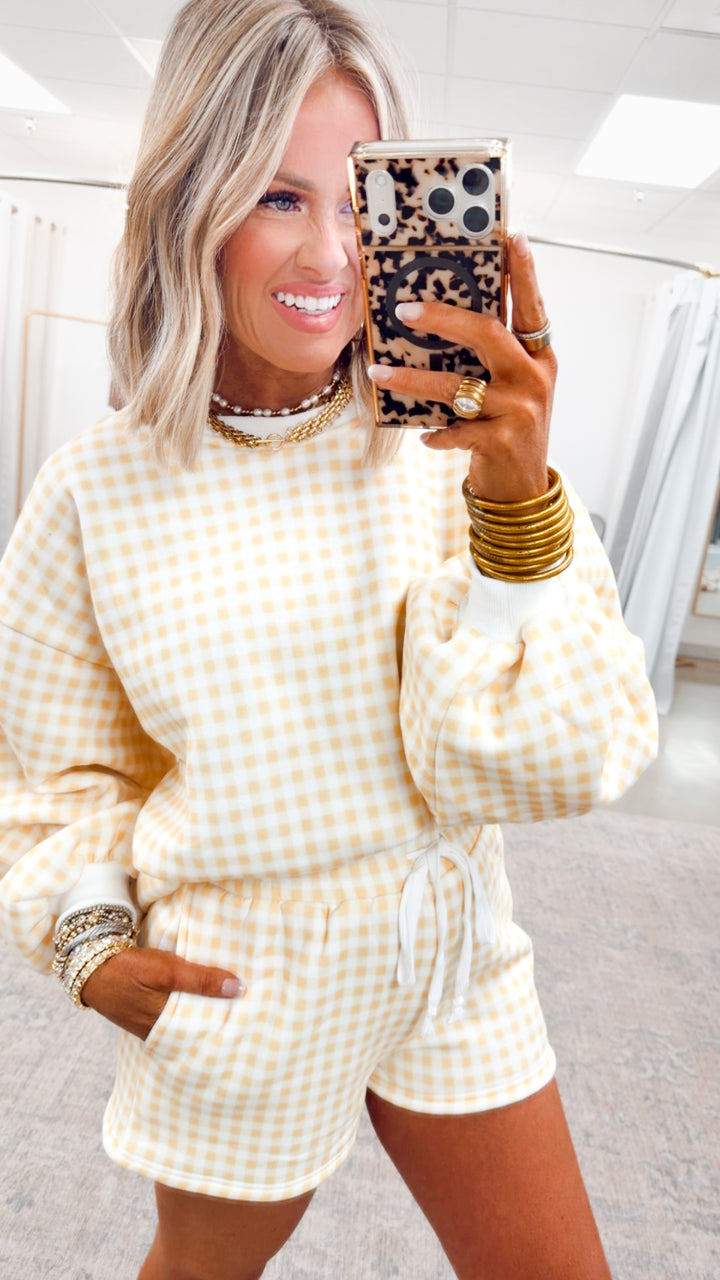 Gingham Lounge Set-Yellow