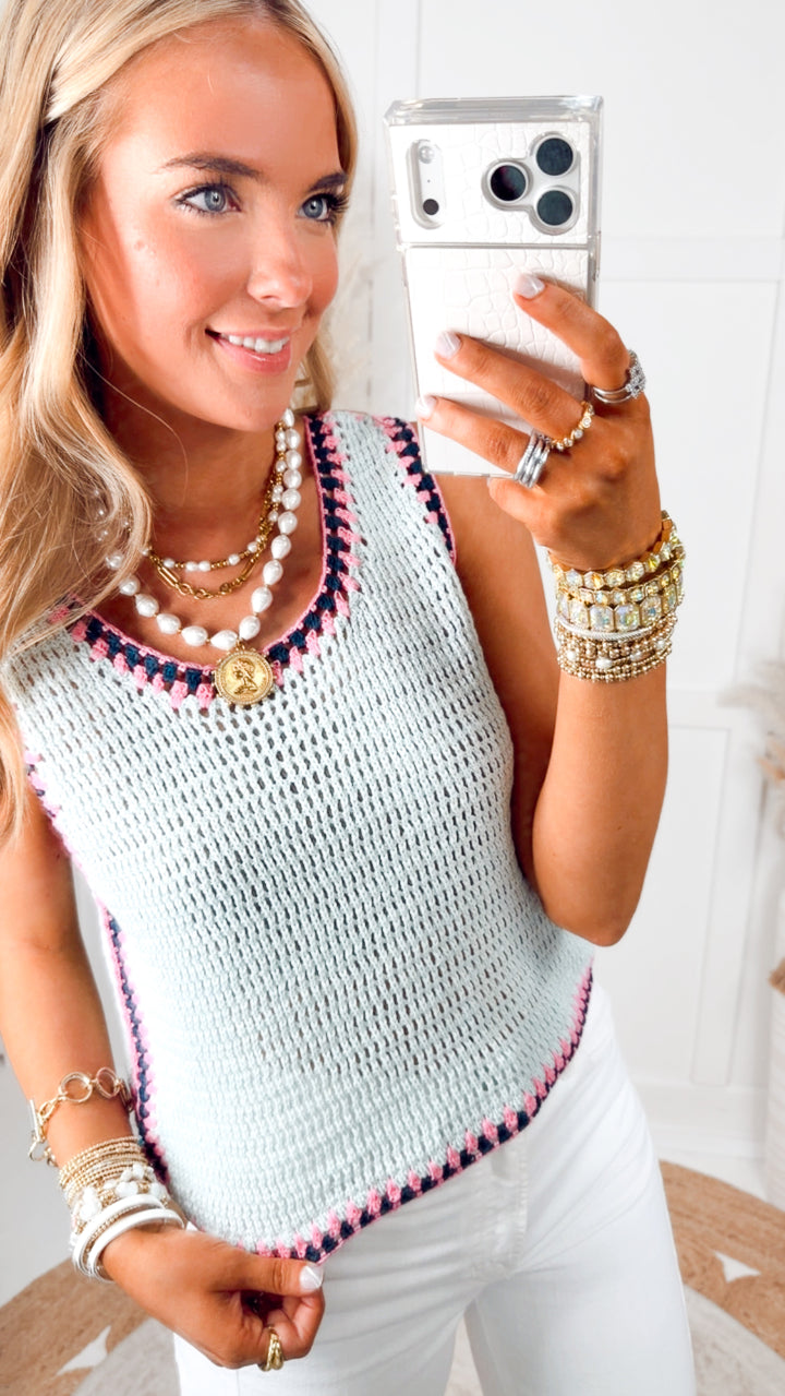 Shoreline Stitch Tank-Powder Blue