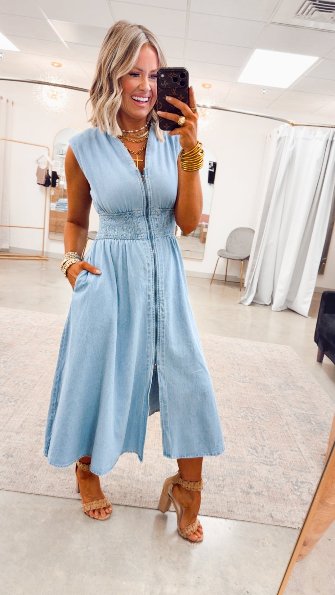Knox Denim Midi Dress - Light Wash