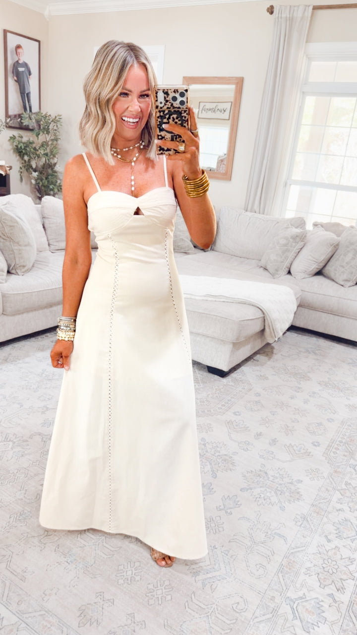 Isla Breeze Maxi Dress-Ecru