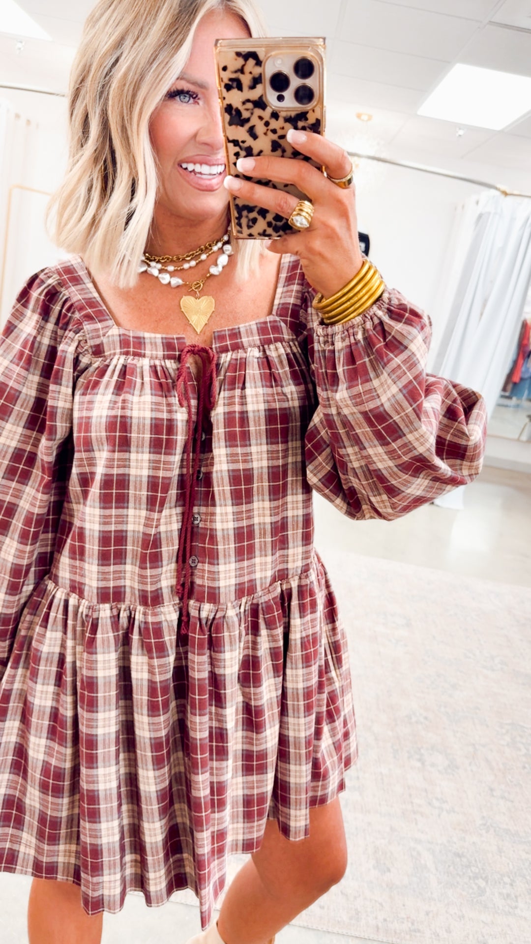 Harvest Checkered Mini Dress