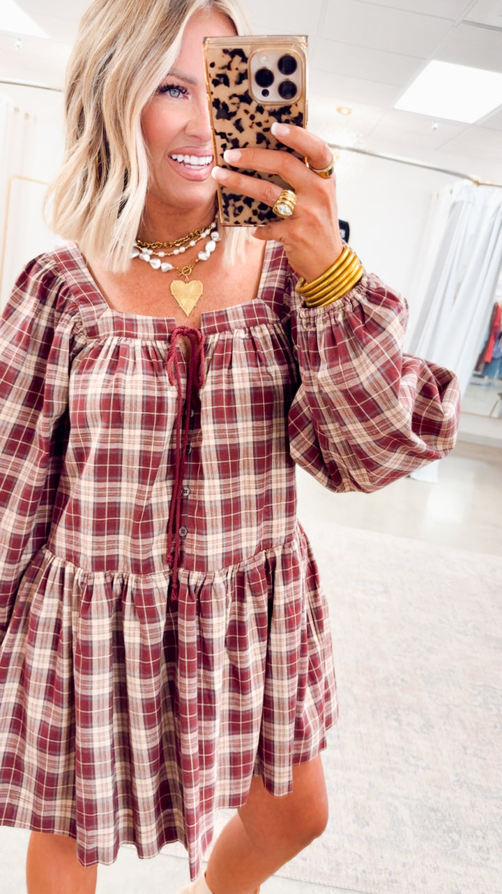 Harvest Checkered Mini Dress