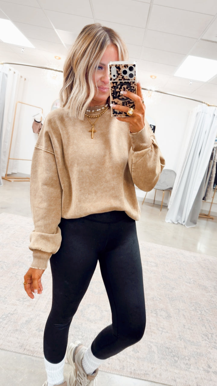 Camel Acid Washed Pullover