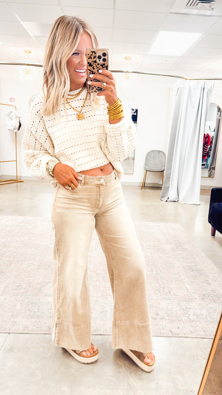 Charlotte Pointelle Sweater-Cream