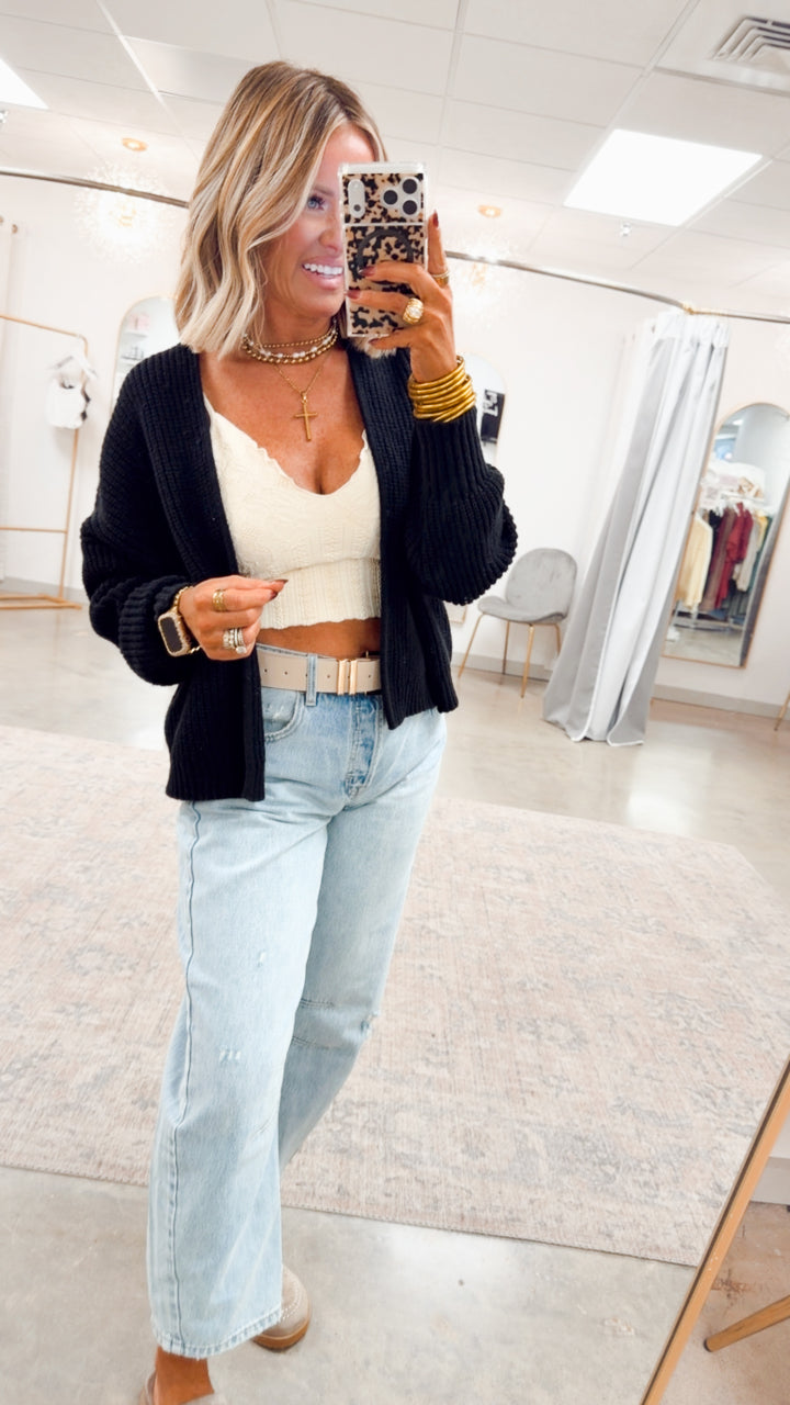 Brixton Sweater Cardigan-Black