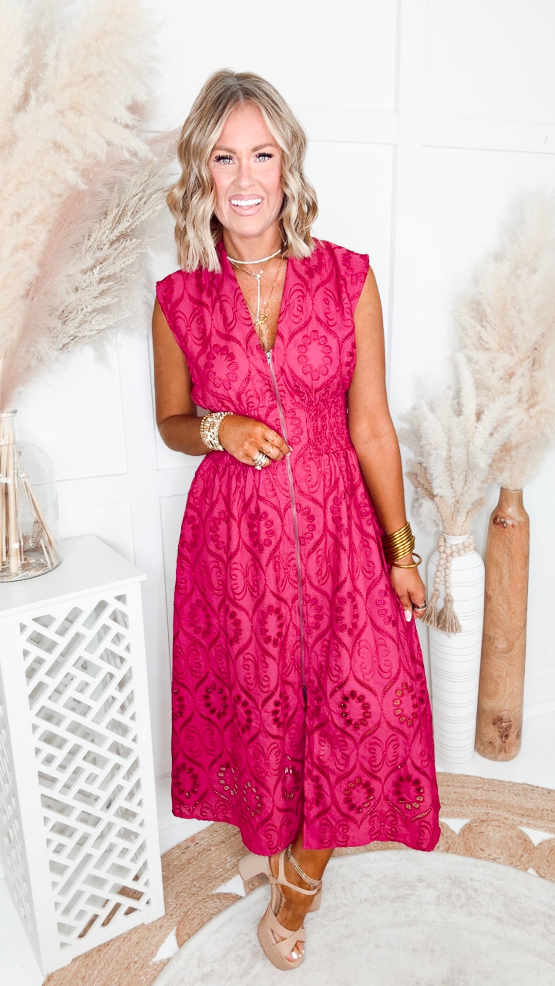 The Camelot Midi Dress-Magenta