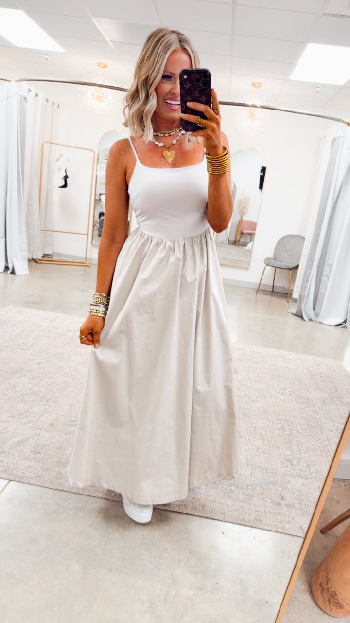 Everyday Elegance Midi Dress-Stone