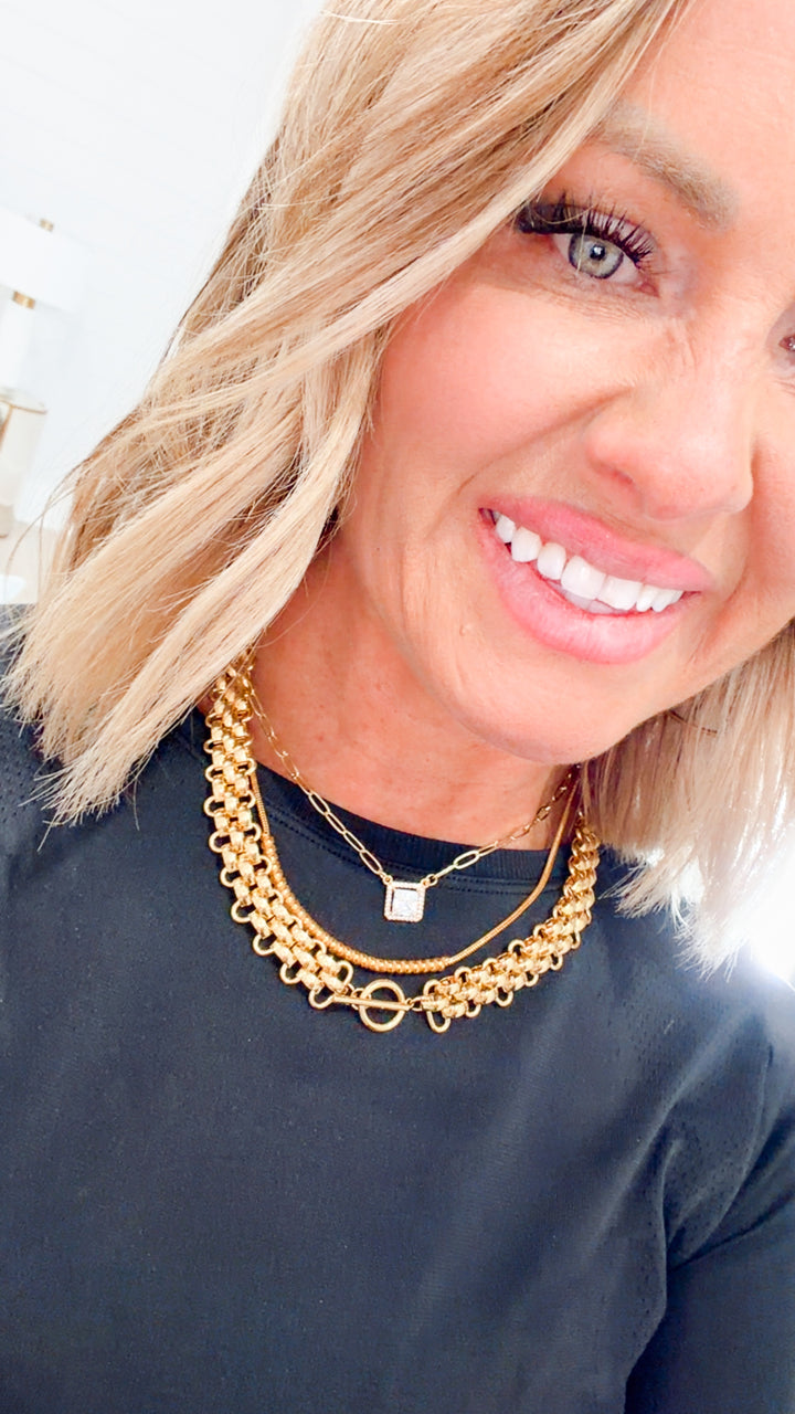 Square Sparkle Pendant Necklace