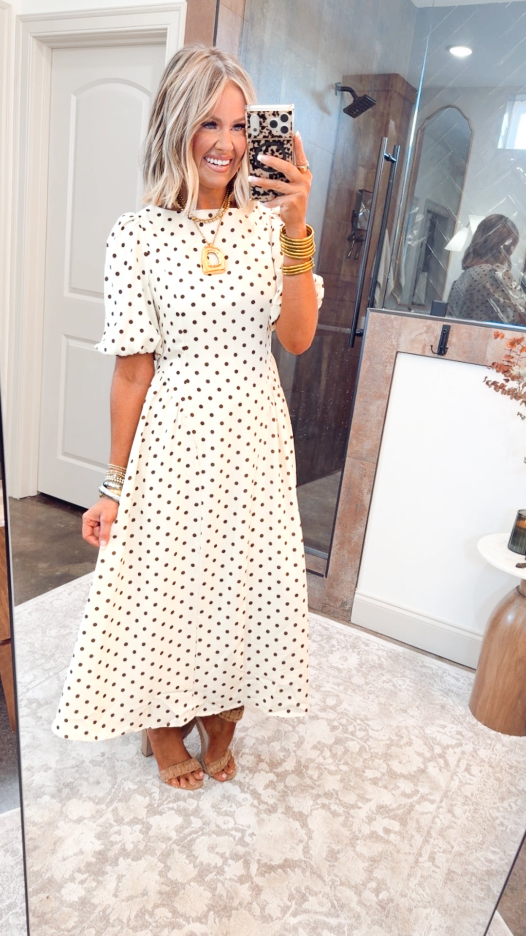 Classic Polka Dot Midi Dress