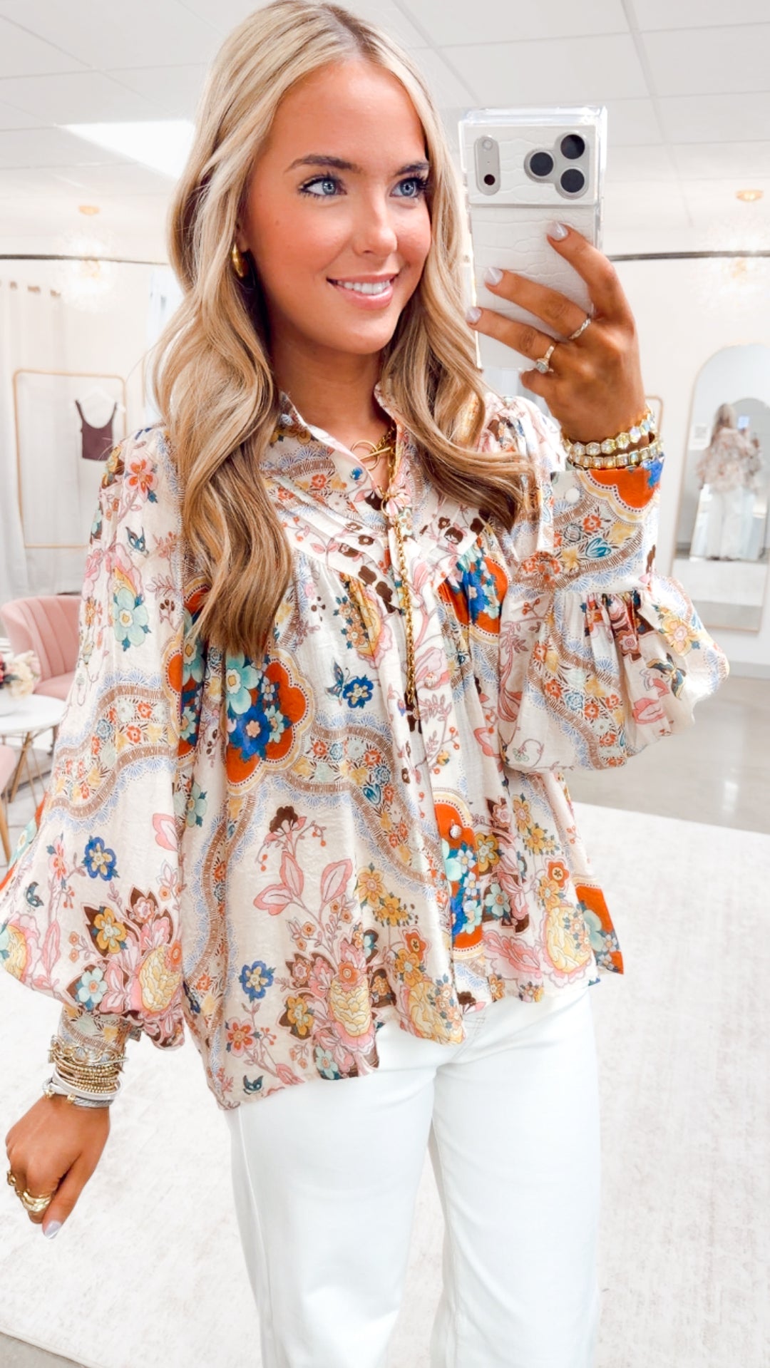 The Marigold Paisley Button Down Blouse