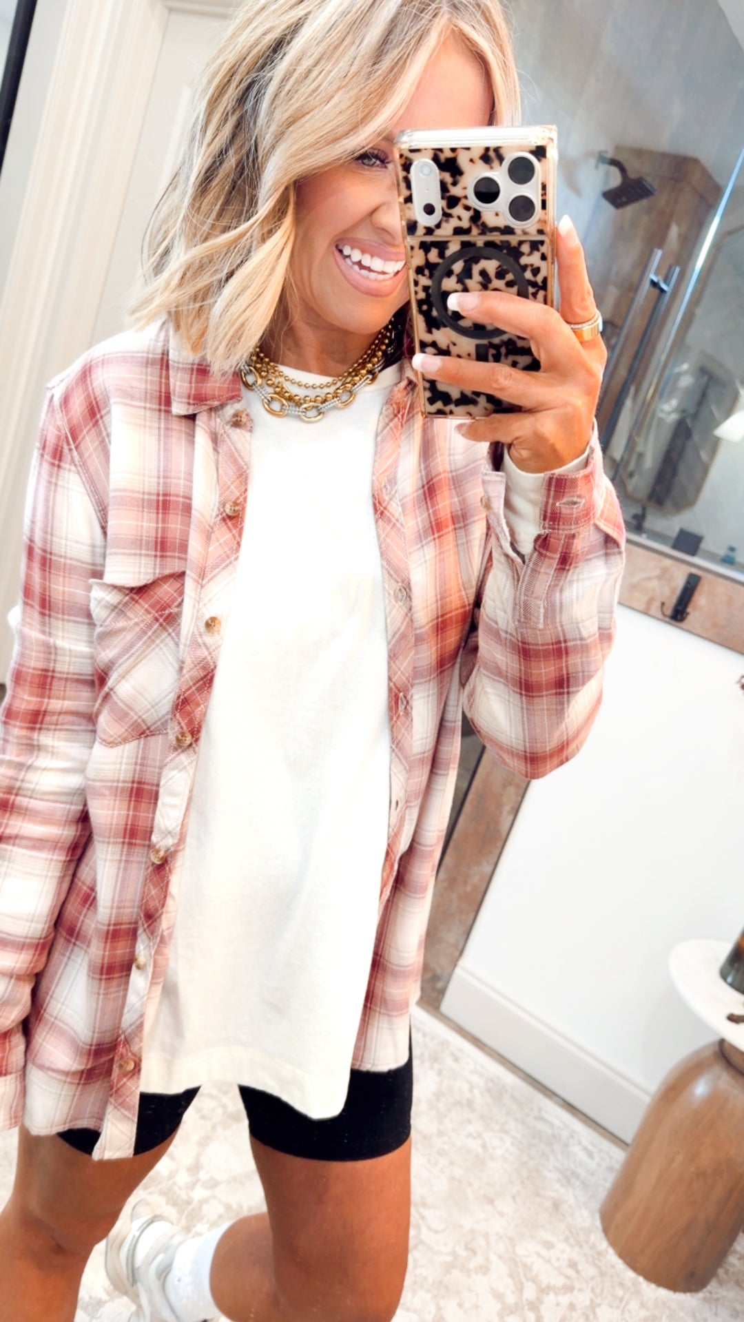 The Emerson Plaid Top-Wine