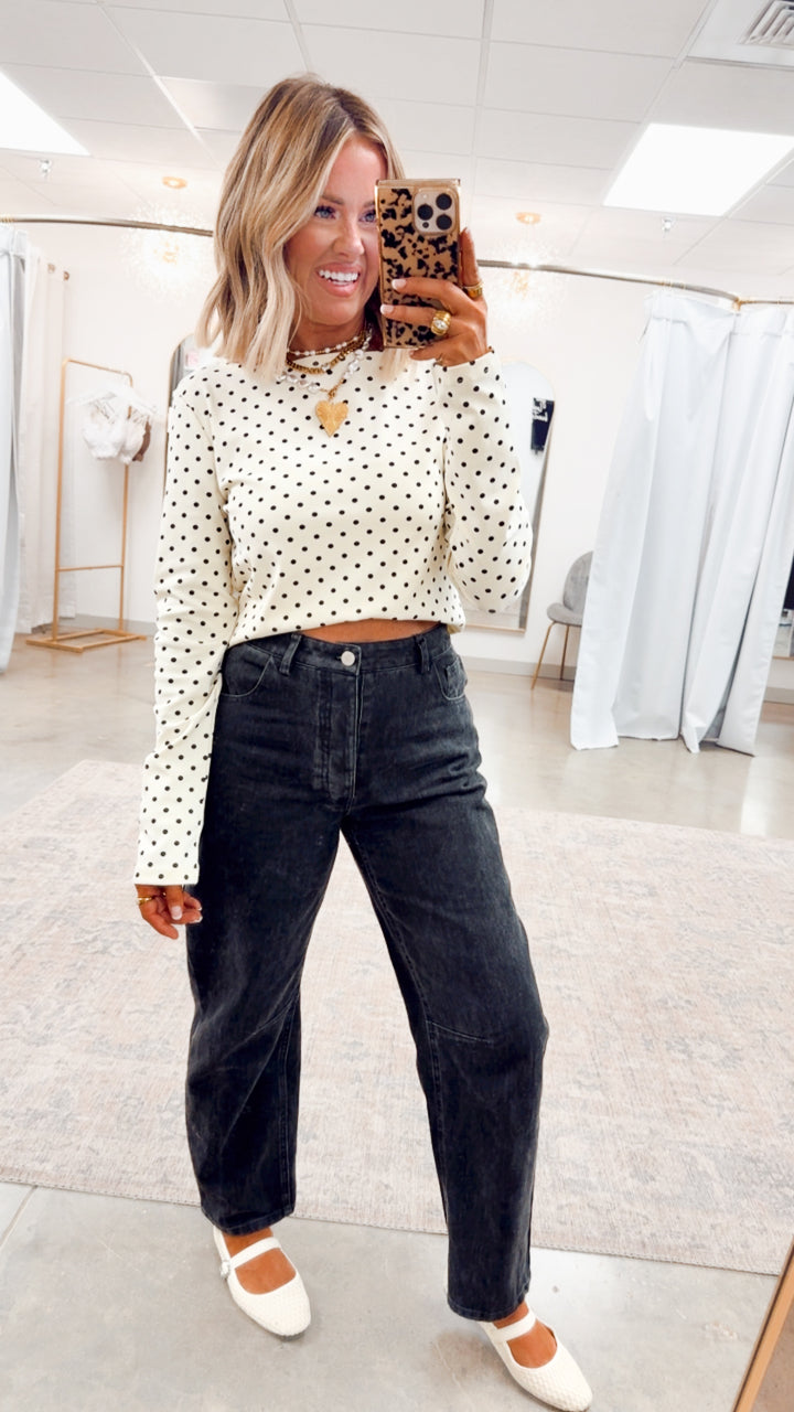 Mina Polka Dot Top-Ivory