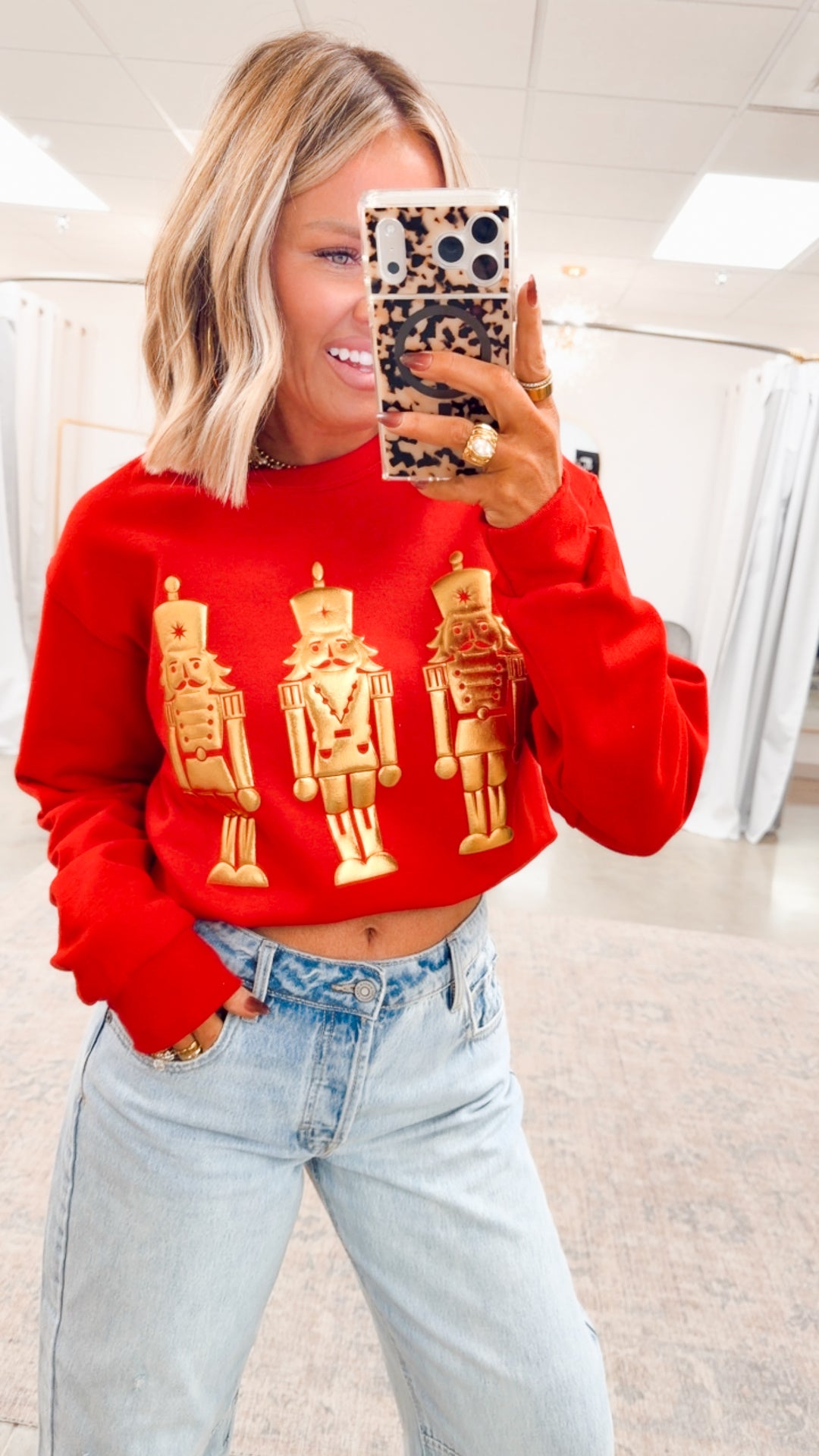Nutcracker Metallic Puff Graphic Sweatshirt