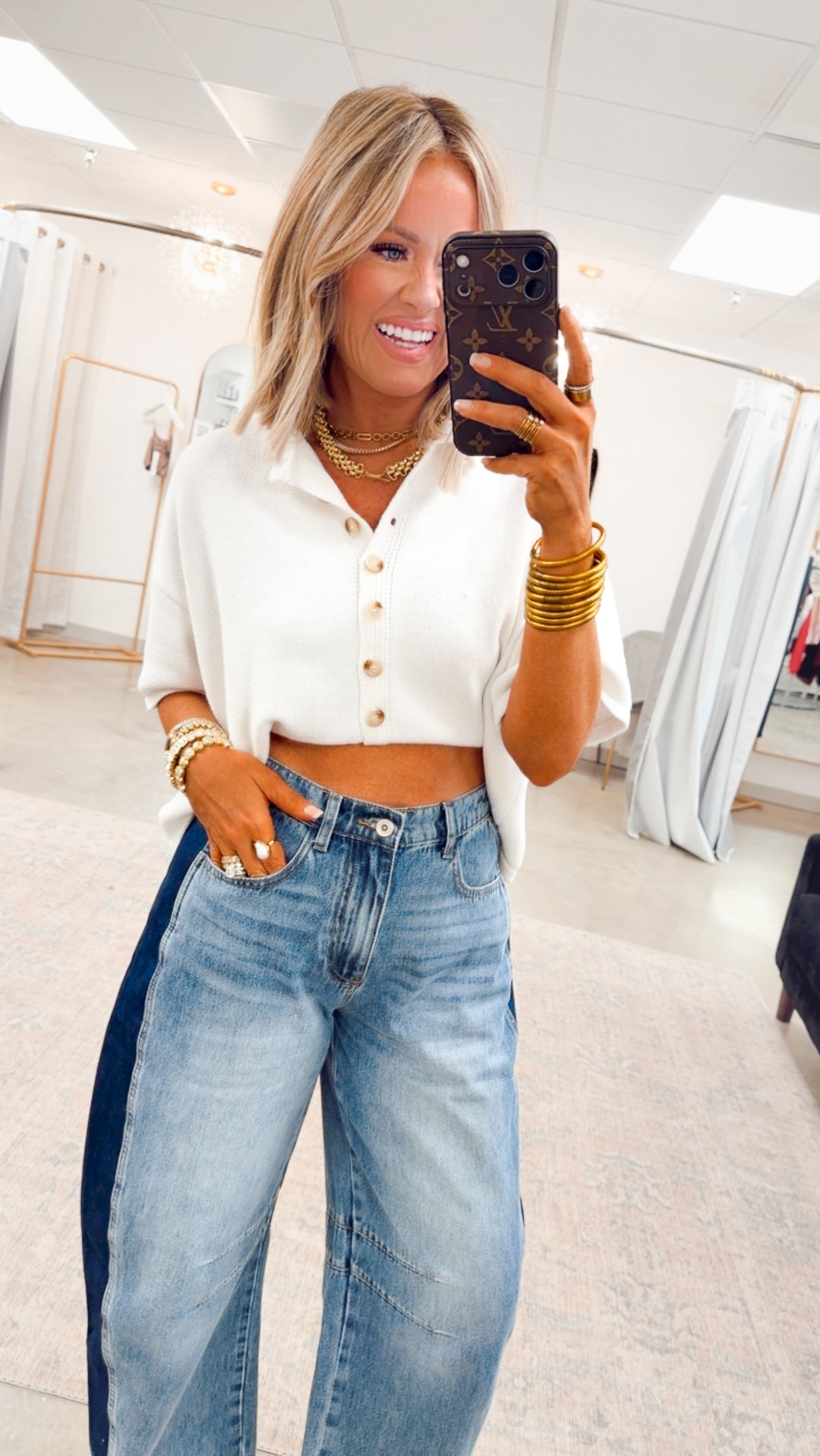 The Windsor Button Up Top-White