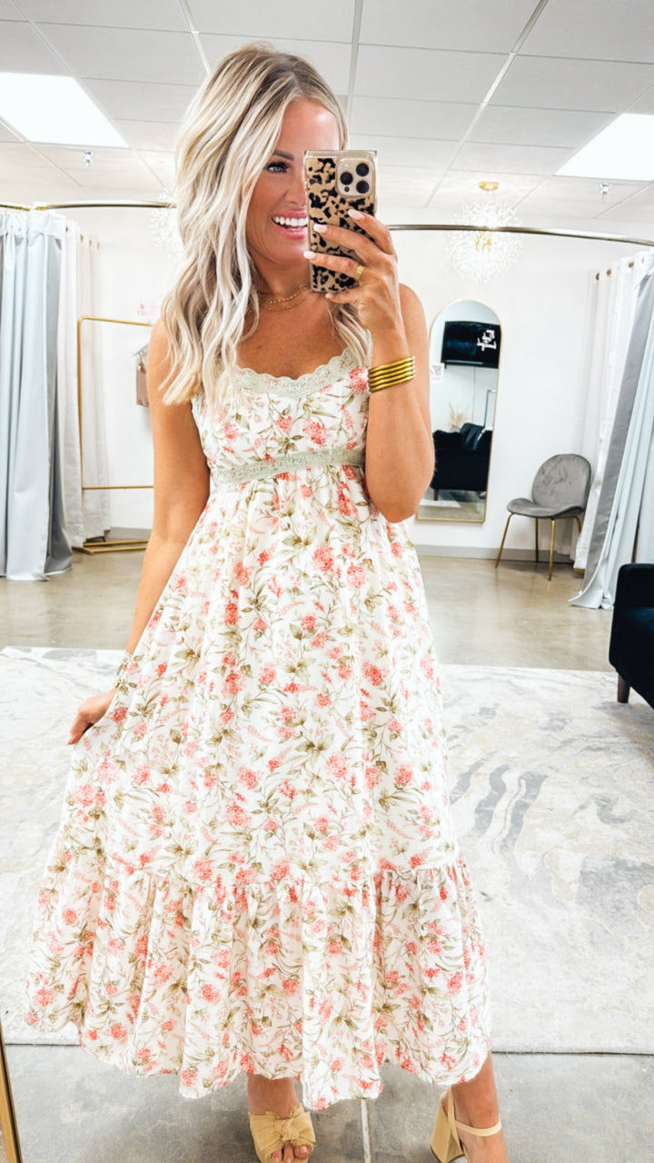 Giselle Lace Trim Midi Dress