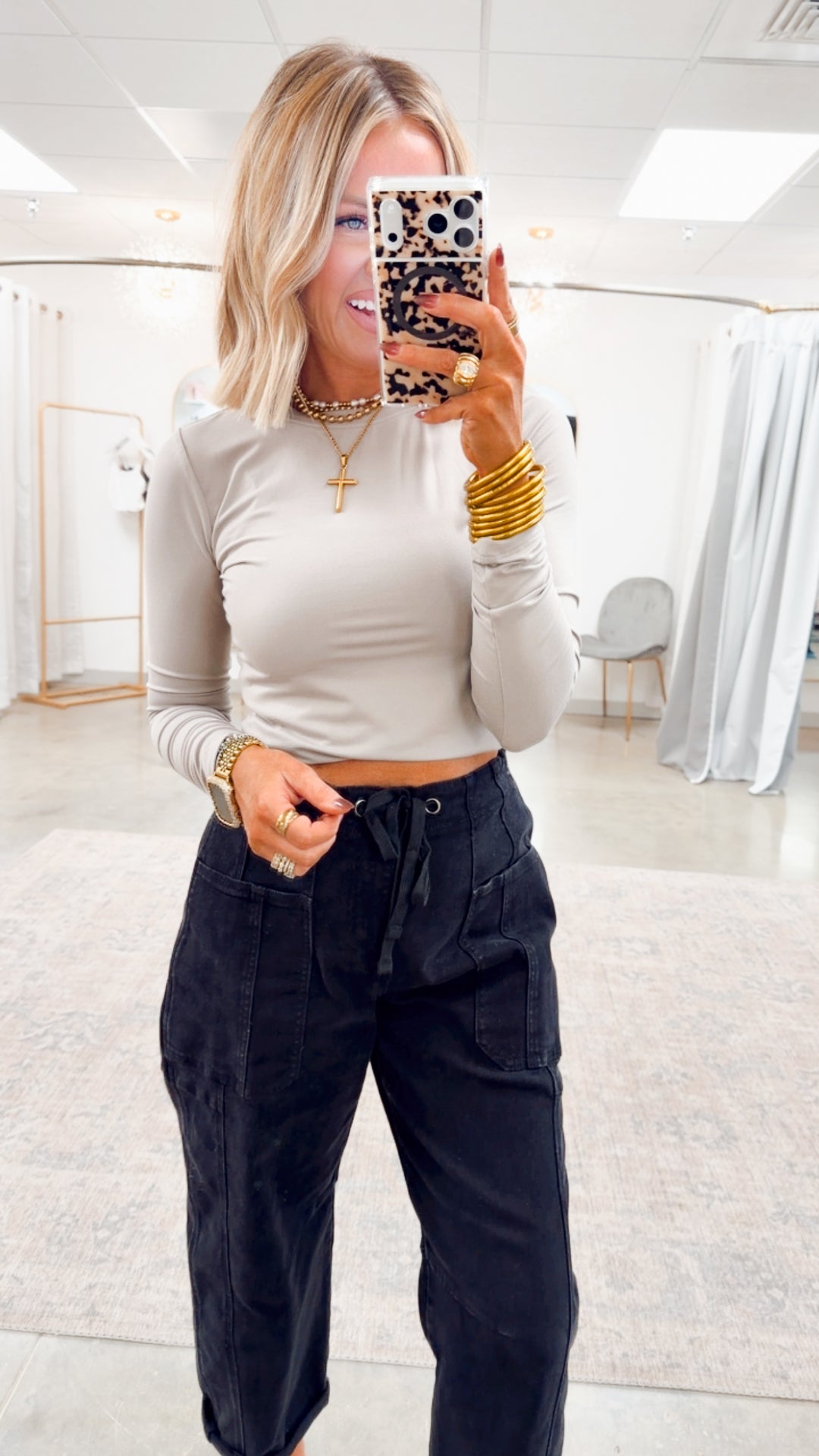 Laken Round Neck Top-Ash Mocha