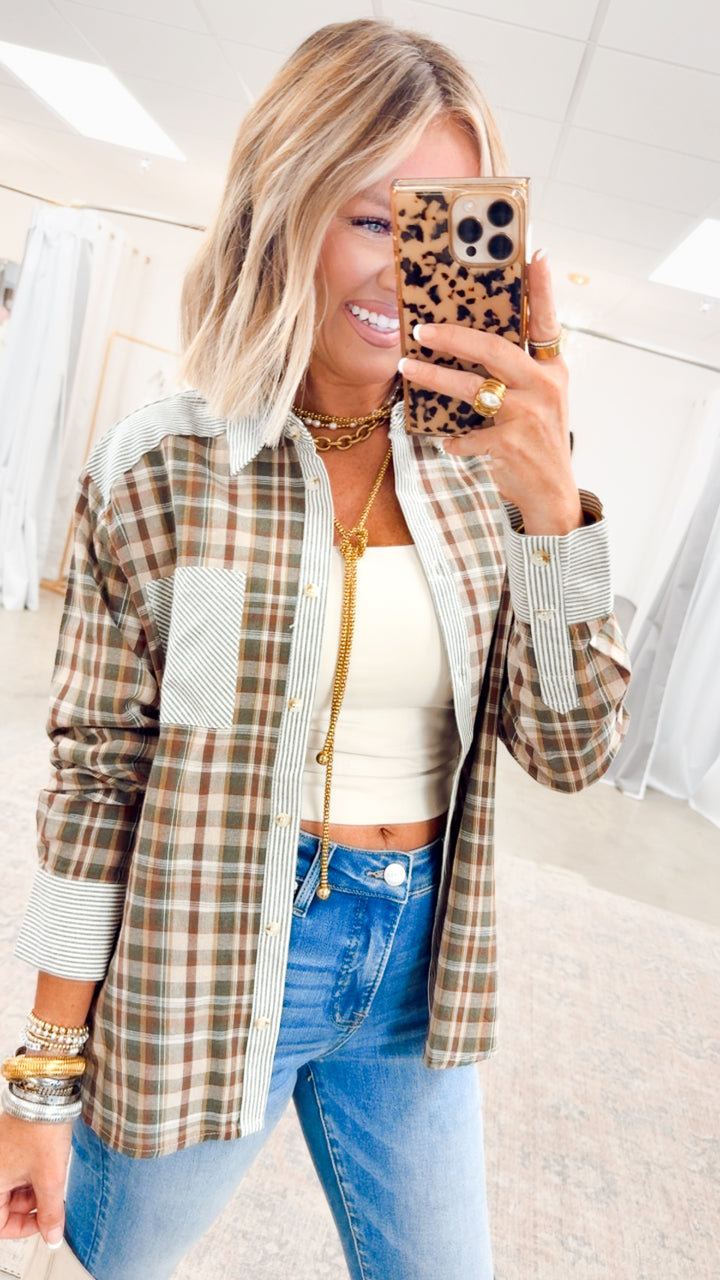 Camden Colorblock Flannel-Forest