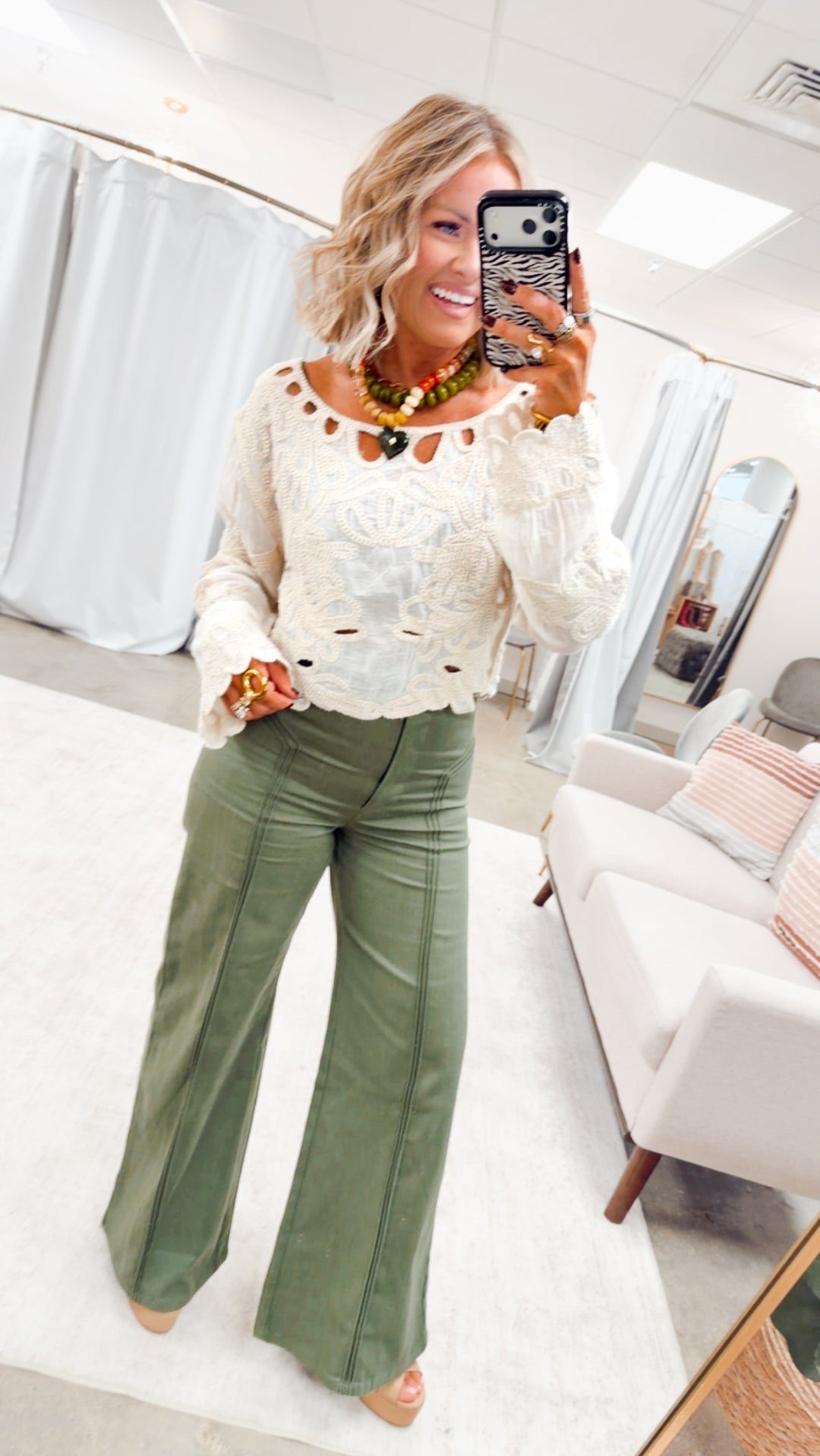 Katherine High Waisted Wide Leg Jean-Olive