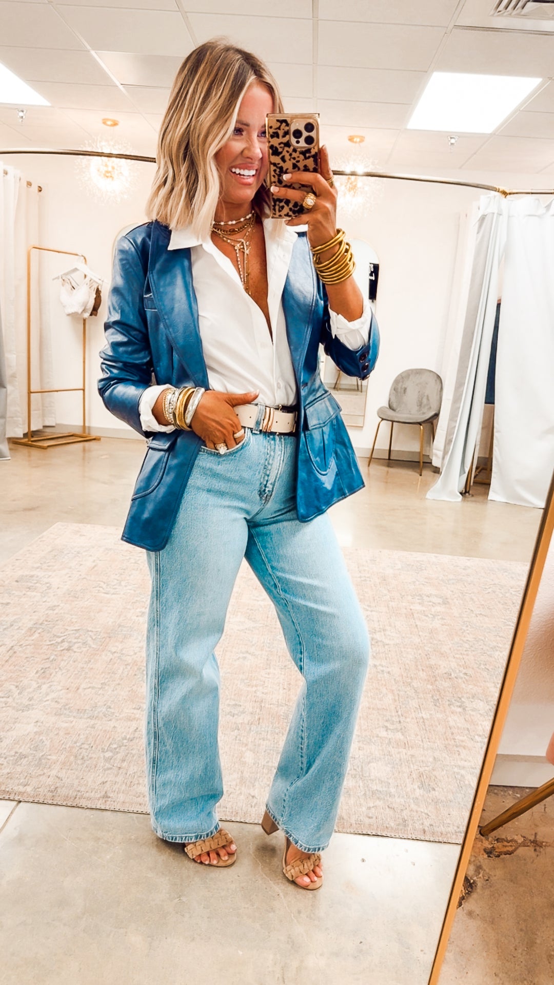 Landry Scrunched Blazer-Blue