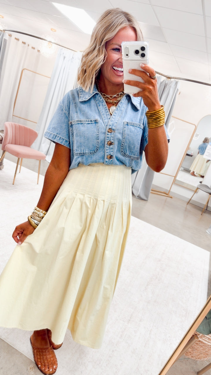 The Harper Poplin Skirt-Lemon