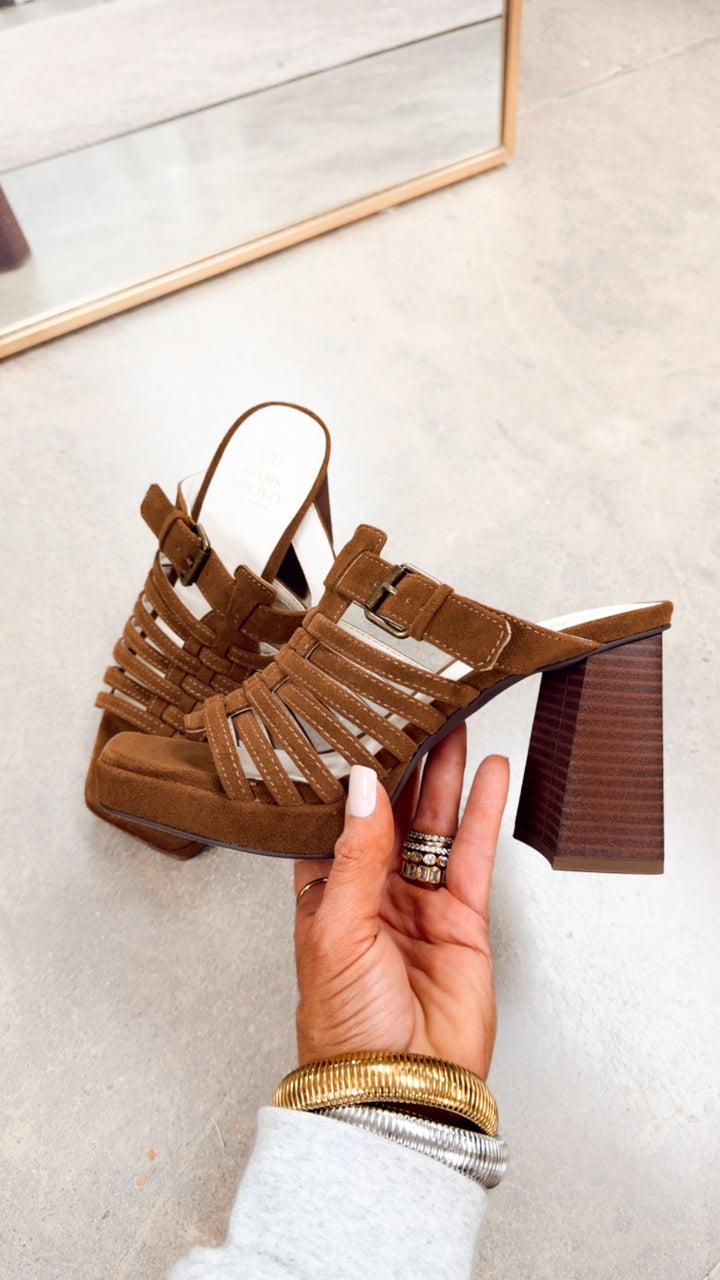 Rome Basket Weave Platform Sandal-Brown