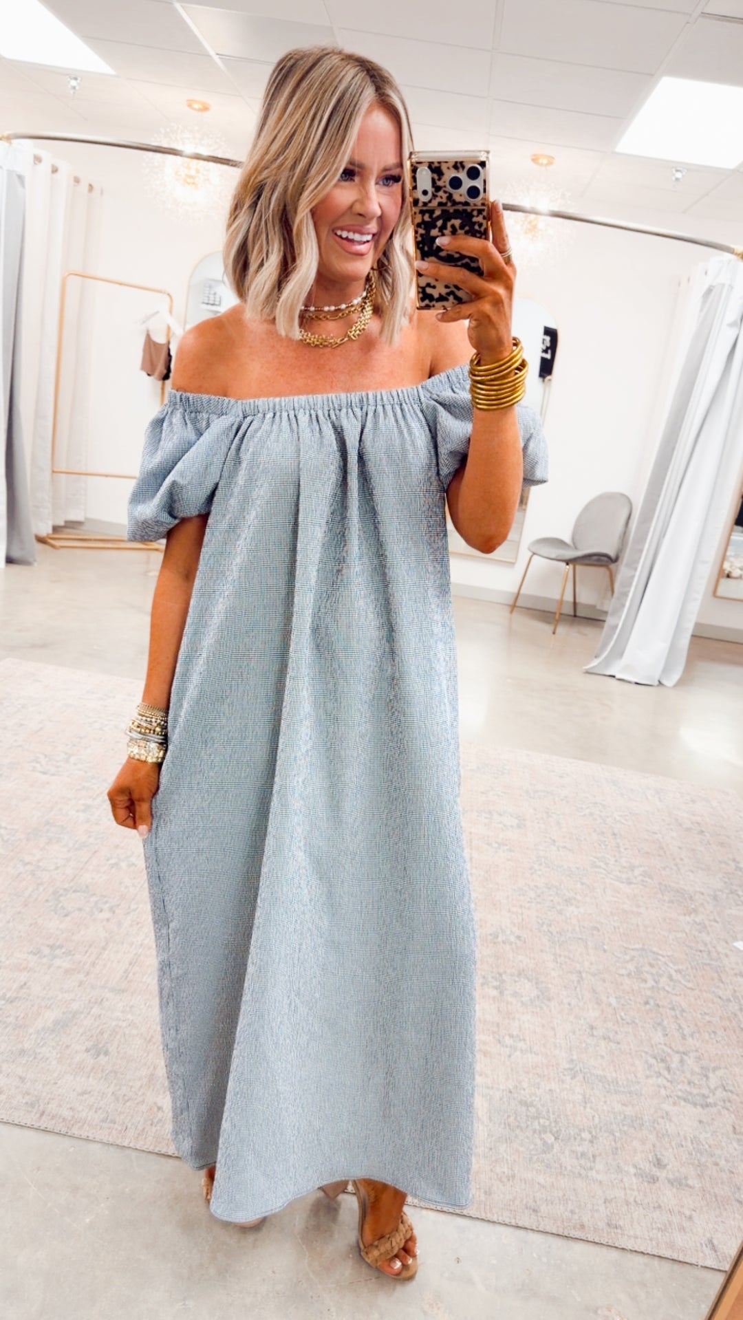 Coastal Gingham Midi Dress