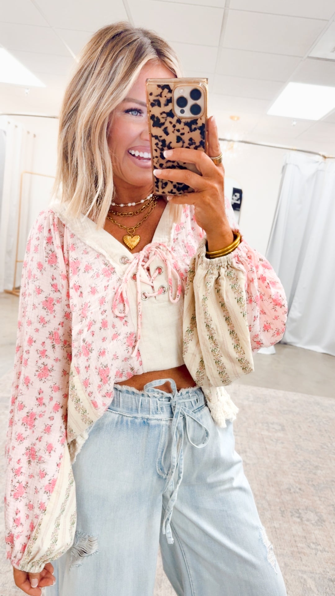 Gizelle Balloon Sleeve Blouse-Pink