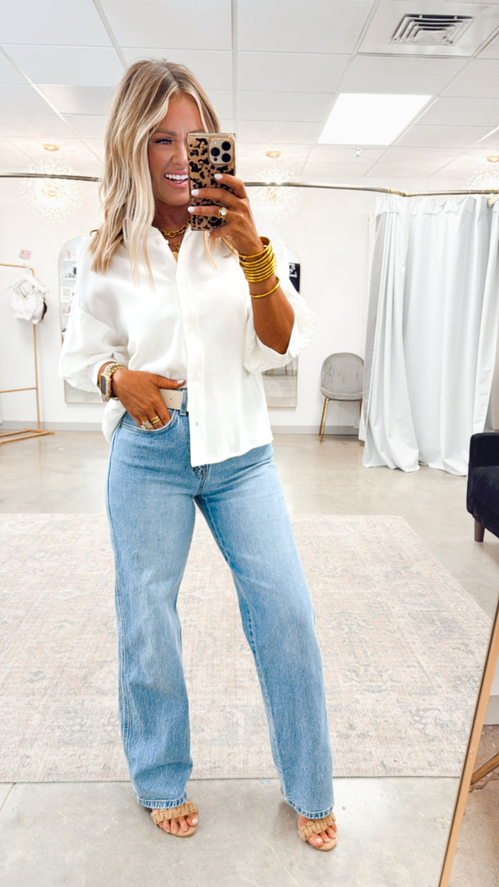 The Ava Puff Sleeve Blouse-White