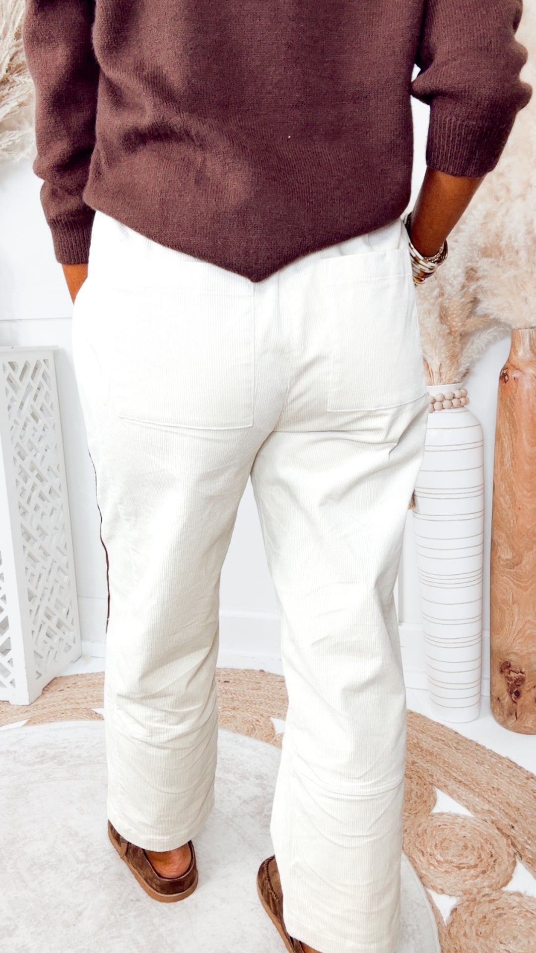 The Sidekick Pants-Cream/Chocolate