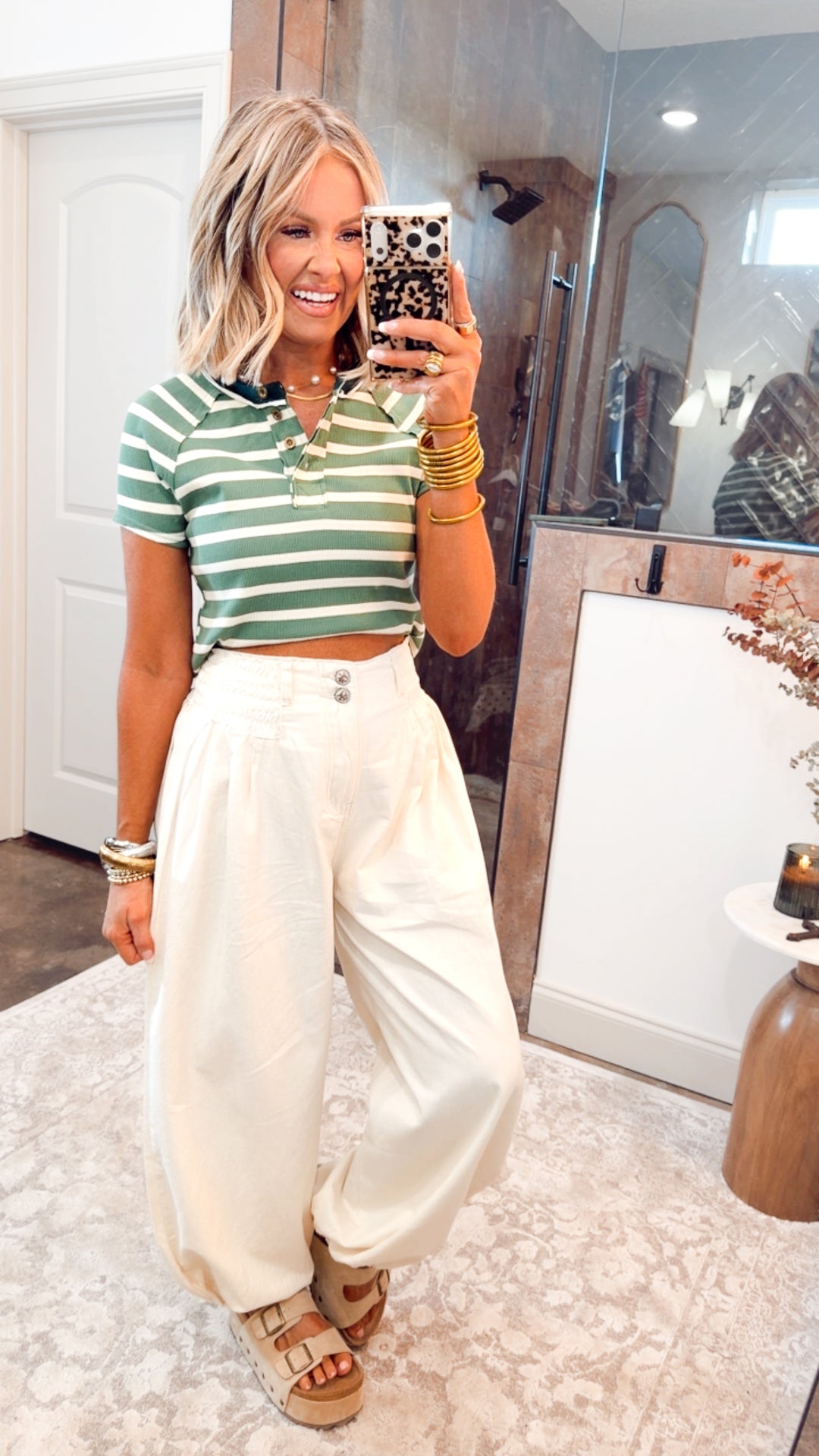 Sage Stripe Top