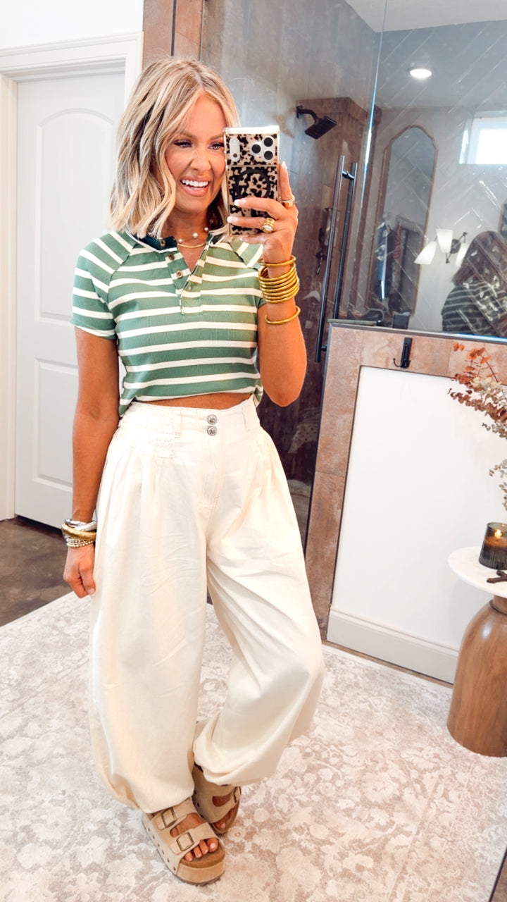 Sage Stripe Top