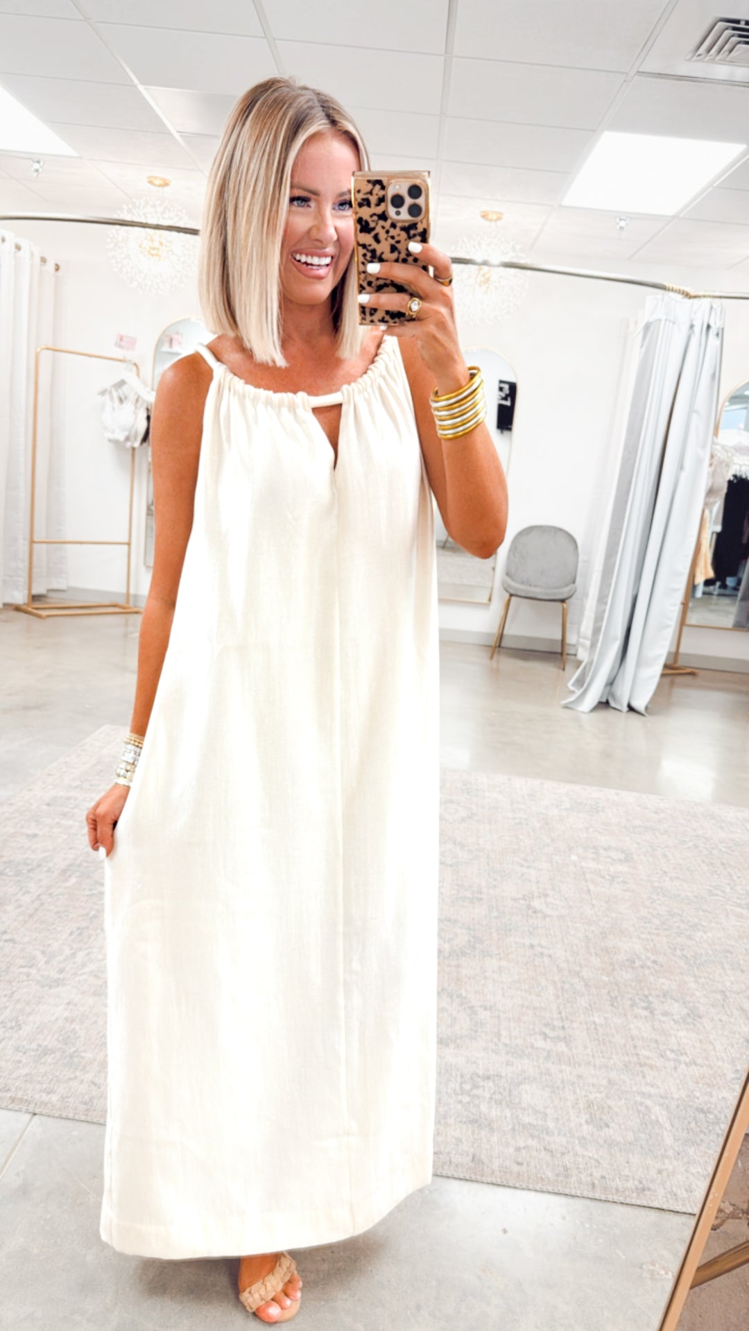 Halter Tie Back Dress-Ivory