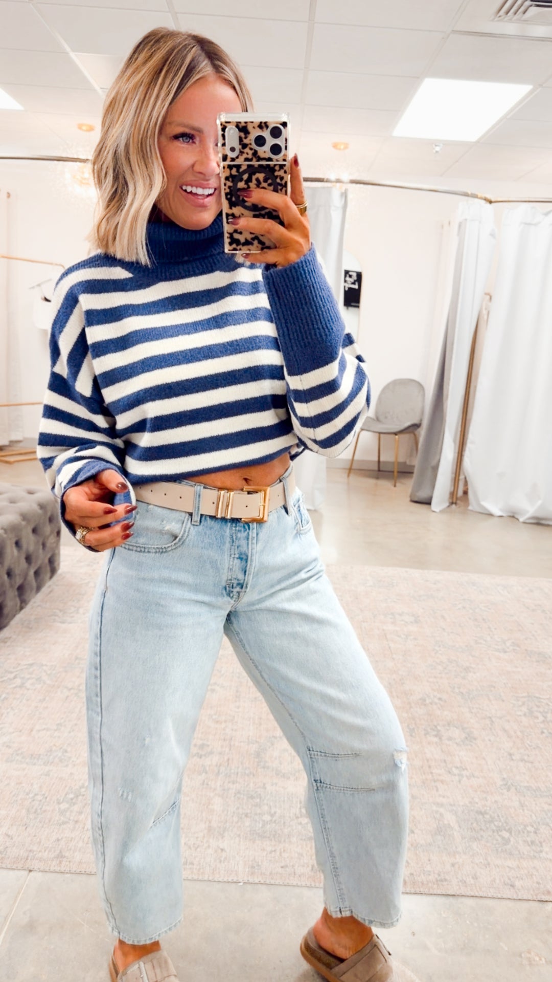 The Suri Sweater-Indigo/Cream