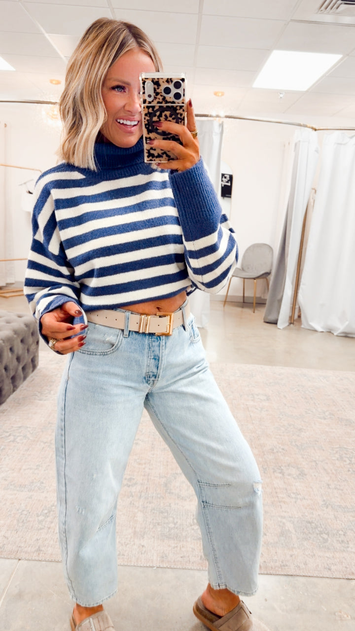 The Suri Sweater-Indigo/Cream