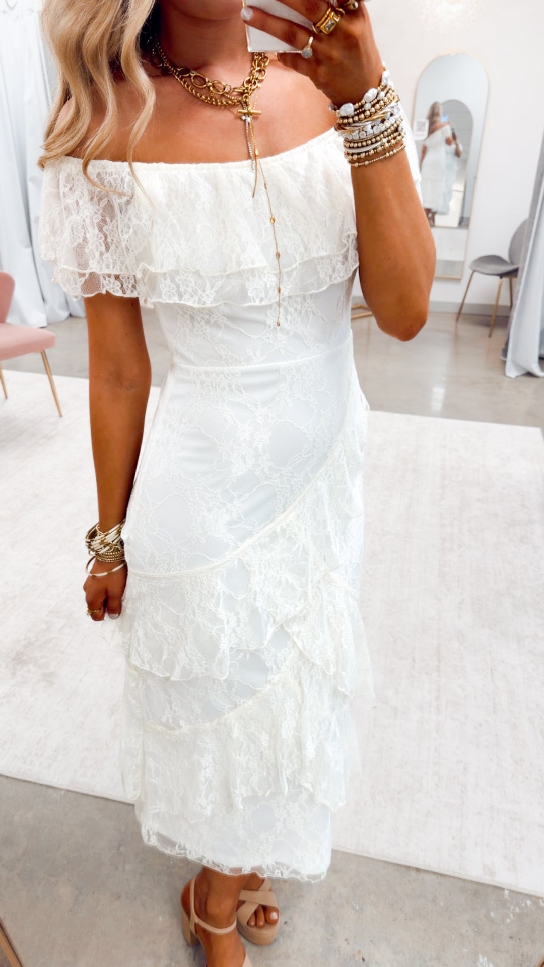 The Enchanted Lace Maxi Dress-Ivory