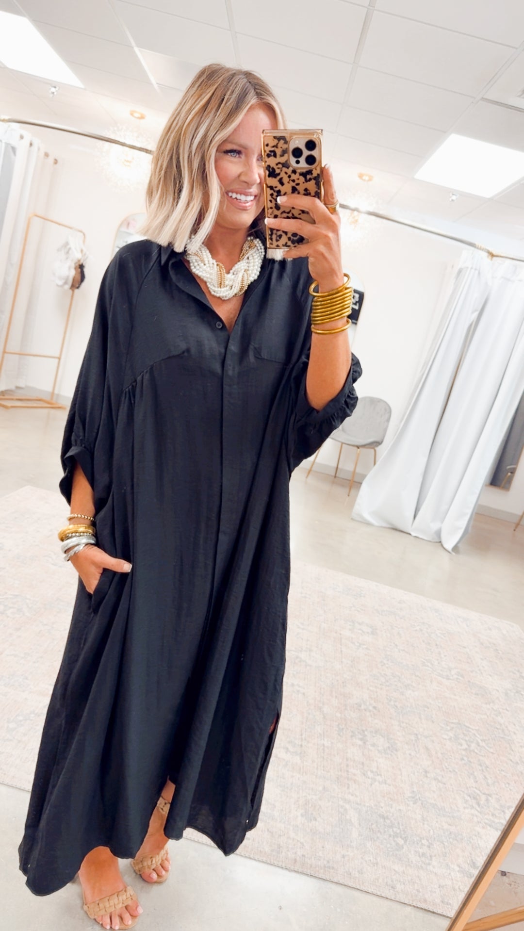 The Haven High-Low Shirt Dress-Black