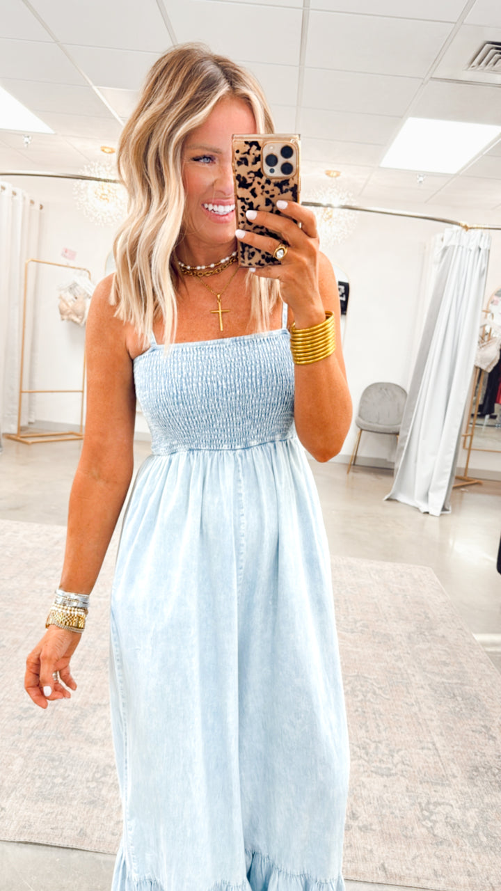 Breeze Mineral Wash Jumpsuit-Light Denim