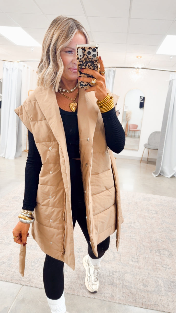 The Vivienne Shawl Vest-Taupe