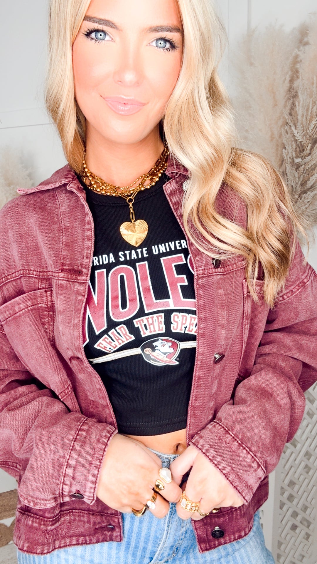 Noles Ribbed Cropped Tank-Black