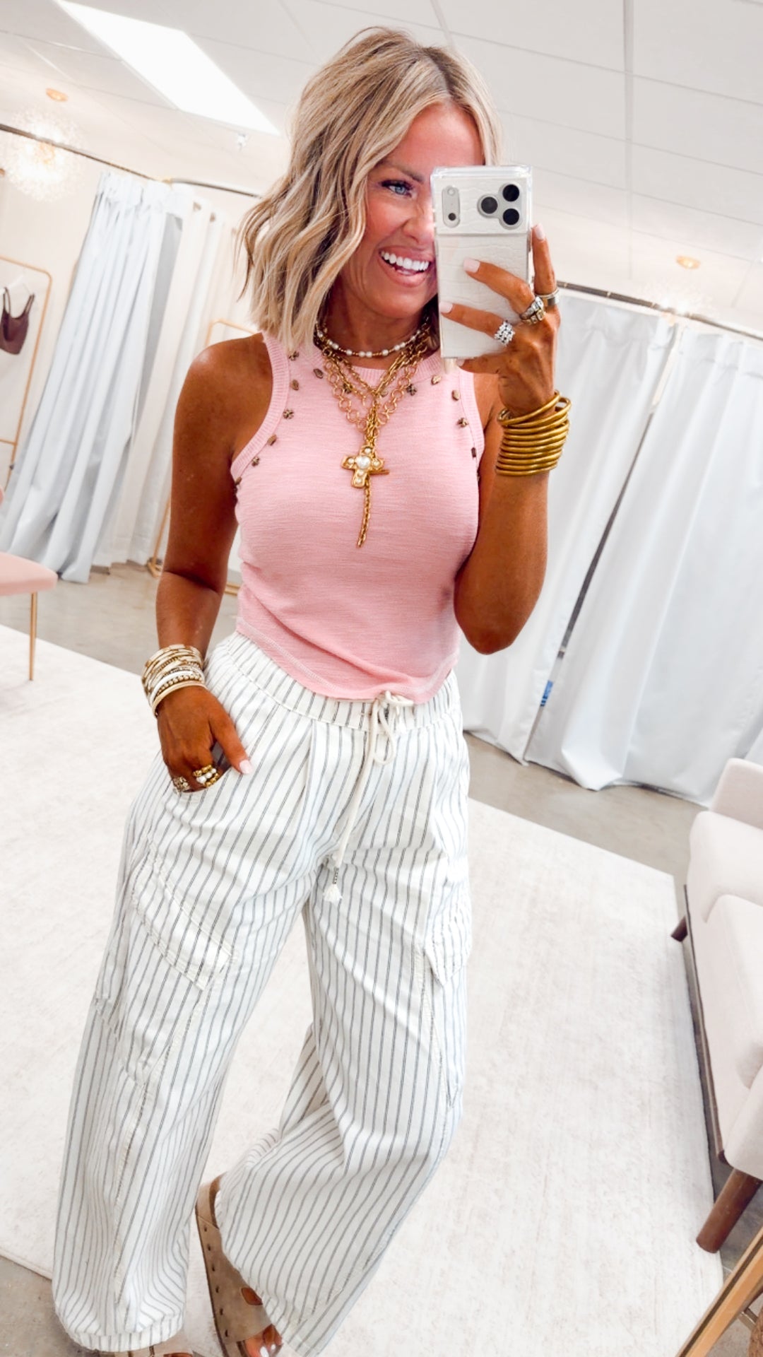 The Studded Crush Top-Pink