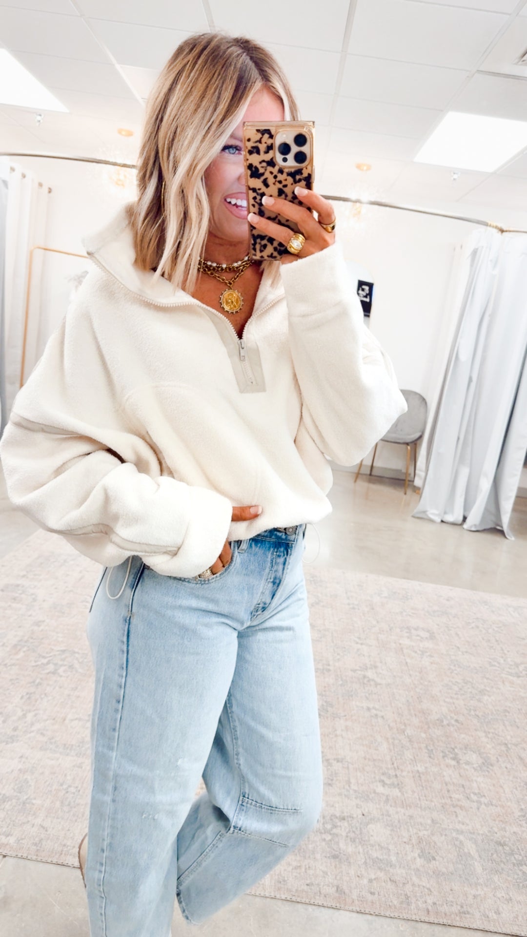 Demi Half-Zip Pullover Jacket-Ivory