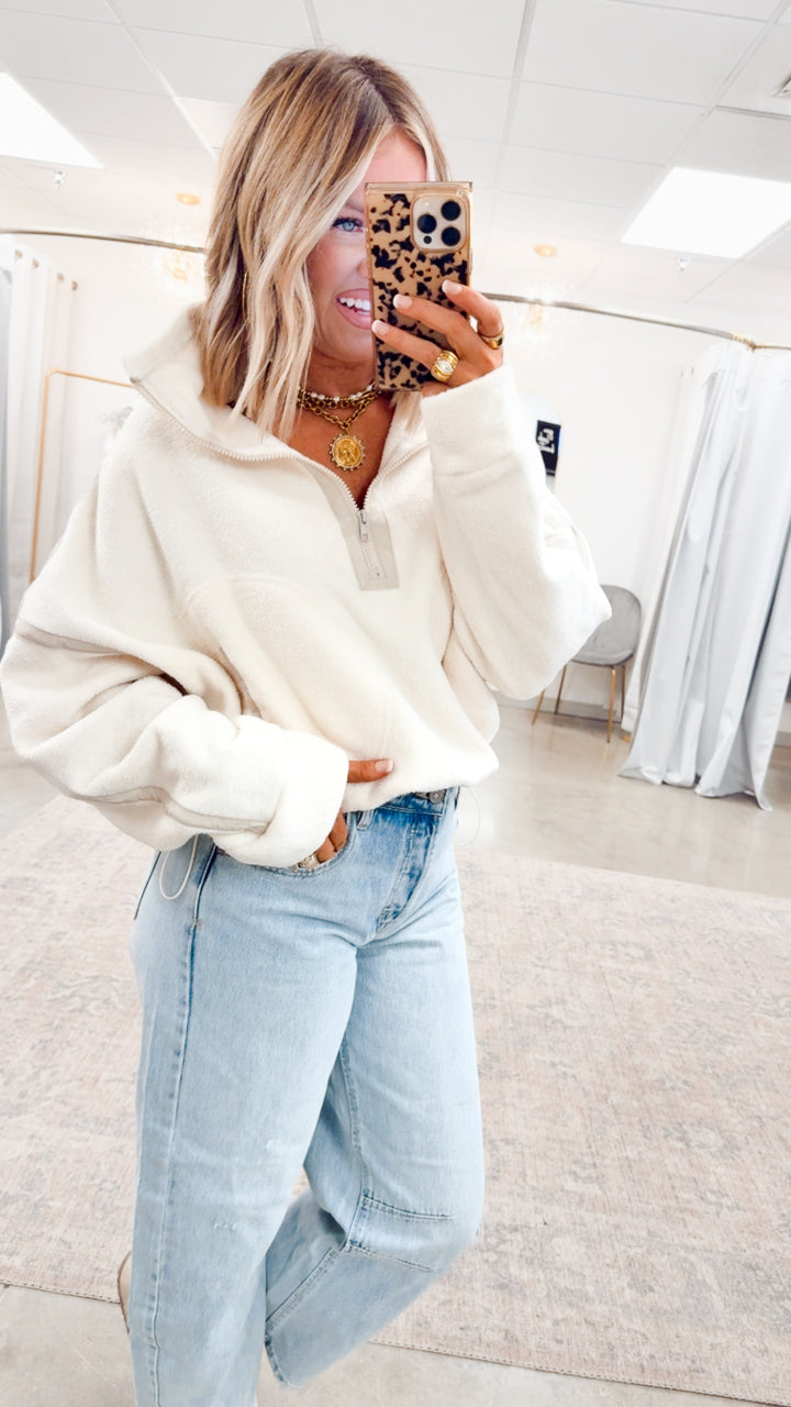 Demi Half-Zip Pullover Jacket-Ivory