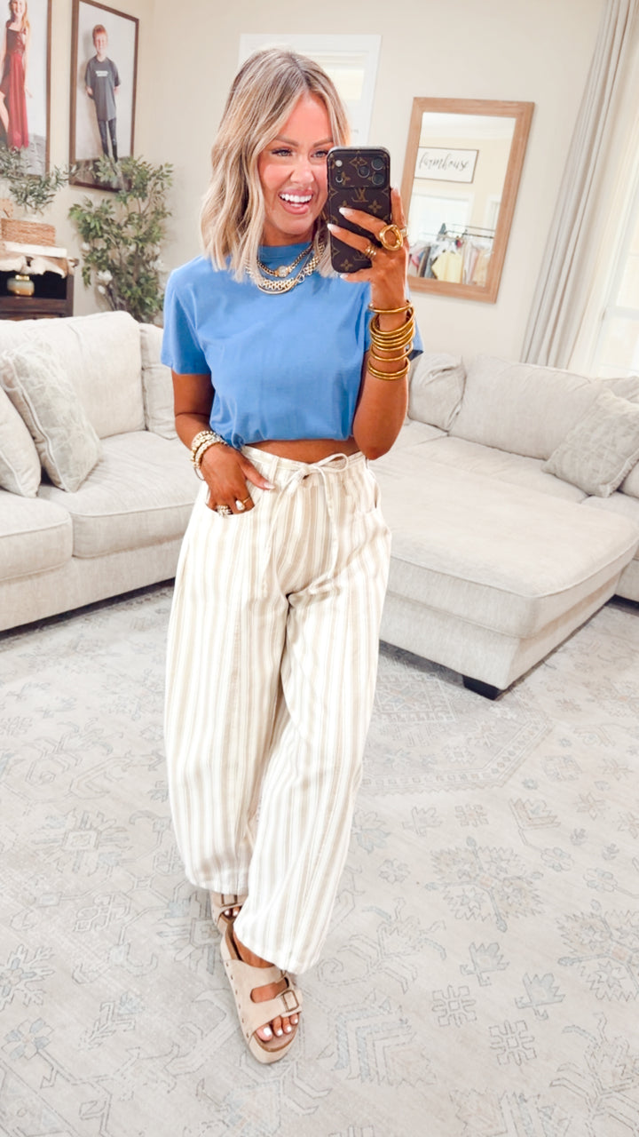Classic Relaxed Crop Tee-Blue